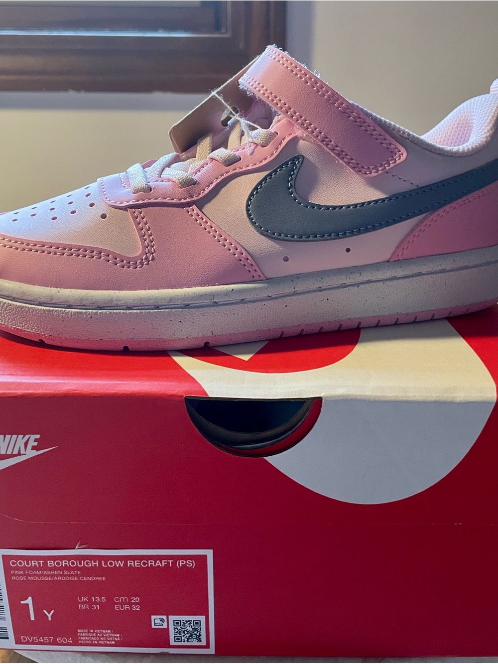 Nike Kids Pink and Gray Low-Top Sneakers, NEW IN BOX